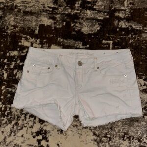 American Eagle Outfitters White Jean Shorts Frayed Hem